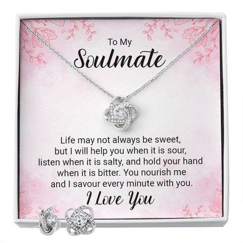 Girlfriend Jewelry Set, Love Knot Necklace Set | Custom Heart Design