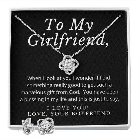 Girlfriend Jewelry Set, Love Knot Necklace Set | Custom Heart Design