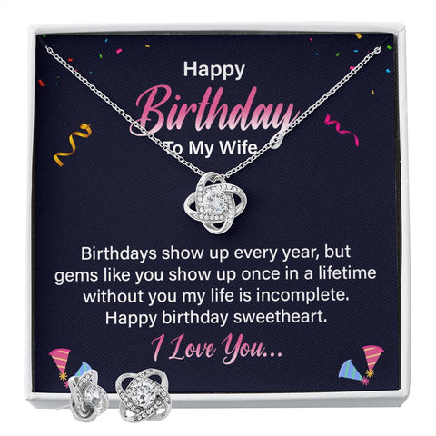 Wife Birthday, Love Knot Jewelry Set | Custom Heart Design
