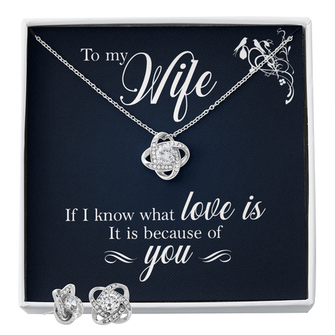 Wife Necklace, Love Knot Jewelry Set for Wife, Romantic Necklace for Wife - Custom Heart Design