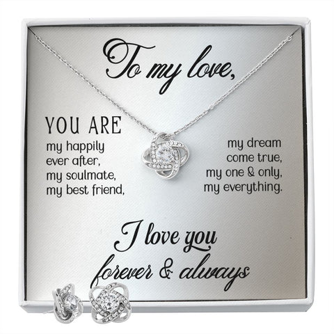 Girlfriend Jewelry Set, Love Knot Necklace Set | Custom Heart Design