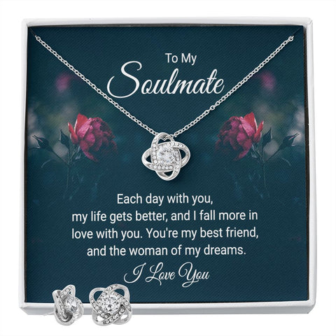 Soulmate Love Knot Jewelry Set-Each day with you - Custom Heart Design