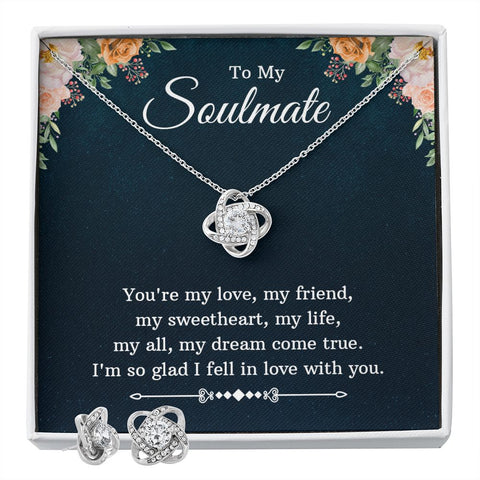 Girlfriend Jewelry Set, Love Knot Necklace Set | Custom Heart Design
