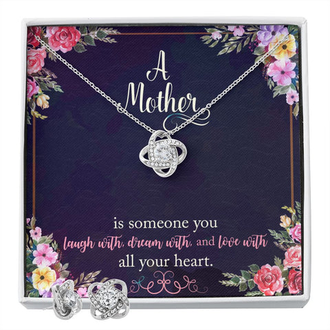 Mom Love Knot Jewelry Set-Laugh, dream, love | Custom Heart Design