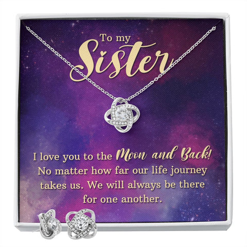 Sister Love Knot Jewelry Set-I love you - Custom Heart Design