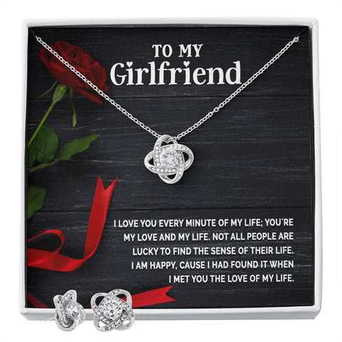 Girlfriend Jewelry Set, Love Knot Necklace Set | Custom Heart Design