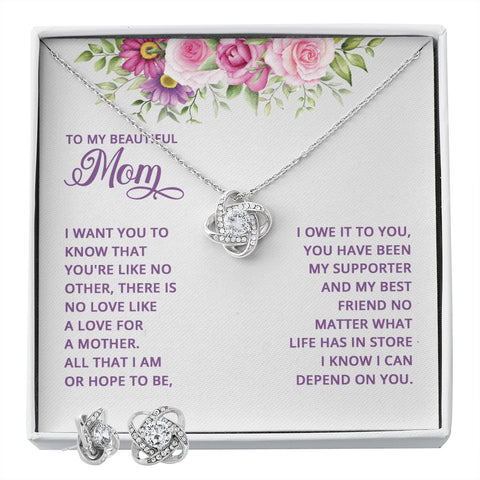 Mom Love Knot Jewelry Set-Like no other | Custom Heart Design