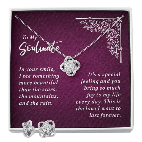 Soulmate Love Knot Jewelry Set-In your smile | Custom Heart Design