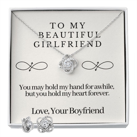 Girlfriend Jewelry Set, Love Knot Necklace Set | Custom Heart Design
