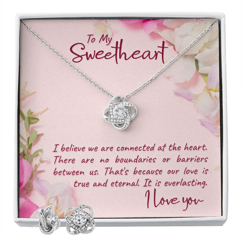 Girlfriend Jewelry Set, Love Knot Necklace Set | Custom Heart Design