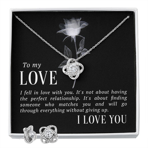 Girlfriend Jewelry Set, Love Knot Necklace Set | Custom Heart Design