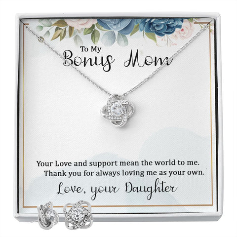 Mom Love Knot Jewelry Set, From Daughter-Your love and support | Custom Heart Design