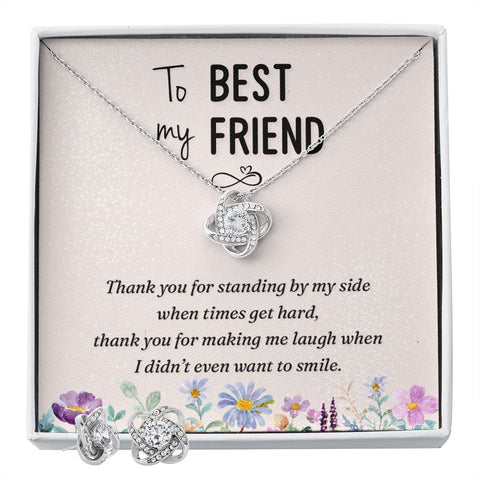 Best friend Love Knot Jewelry Set-Laugh and smile | Custom Heart Design