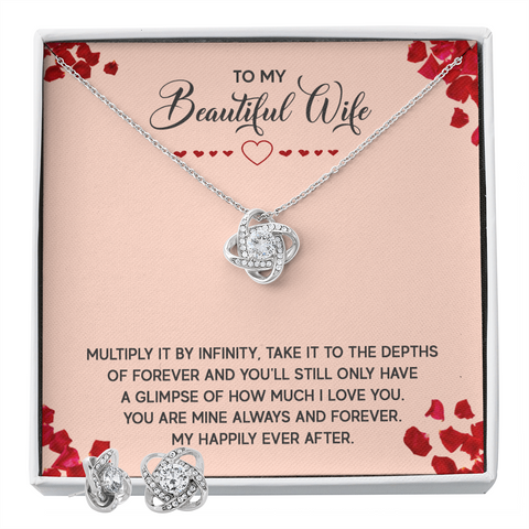 Wife Necklace, Love Knot Jewelry Set for Wife, Romantic Necklace for Wife - Custom Heart Design