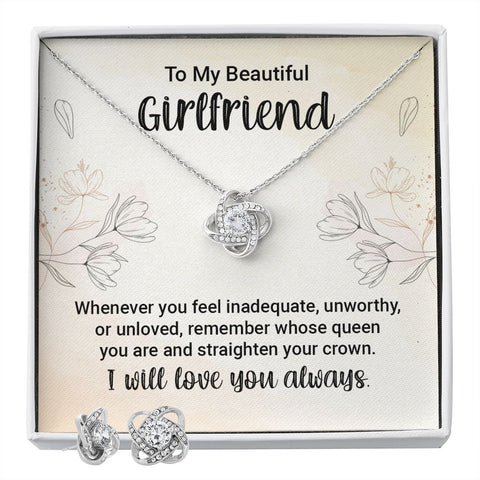 Girlfriend Jewelry Set, Love Knot Necklace Set | Custom Heart Design
