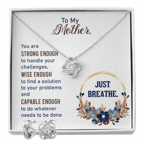 Mom Love Knot Jewelry Set-Just breathe | Custom Heart Design