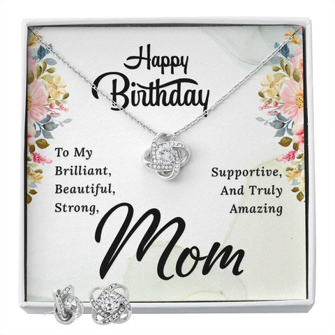 Mom Birthday Love Knot Jewelry Set | Custom Heart Design