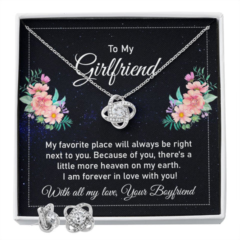 Girlfriend Love Knot Jewelry Set-My favorite place - Custom Heart Design