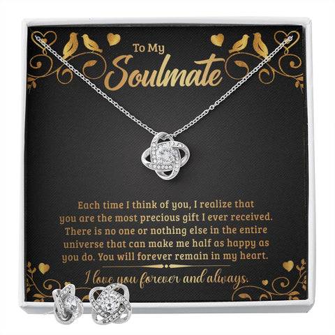 Soulmate Love Knot Jewelry Set-Each time I think of you - Custom Heart Design