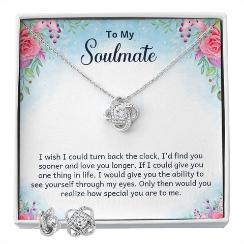 Soulmate Love Knot Jewelry Set-I wish I could turn back time - Custom Heart Design