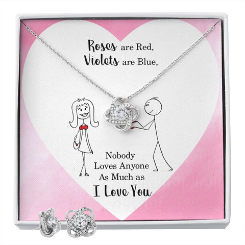 Girlfriend Jewelry Set, Love Knot Necklace Set | Custom Heart Design