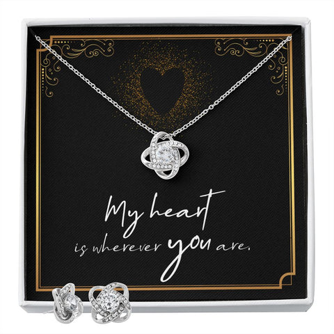 Girlfriend Jewelry Set, Love Knot Necklace Set | Custom Heart Design