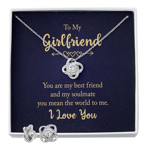 Girlfriend Love Knot Jewelry Set-You are my best friend - Custom Heart Design