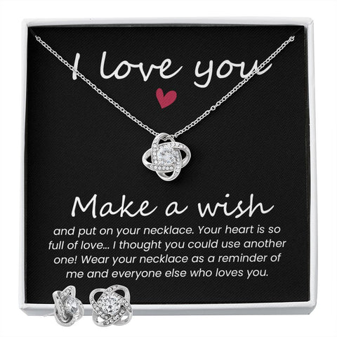 Soulmate Love Knot Jewelry Set-I love you - Custom Heart Design