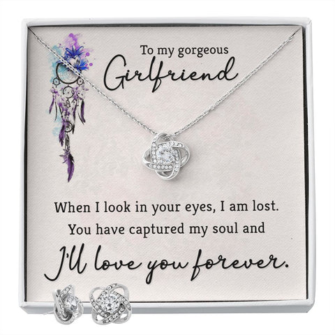 Girlfriend Jewelry Set, Love Knot Necklace Set | Custom Heart Design