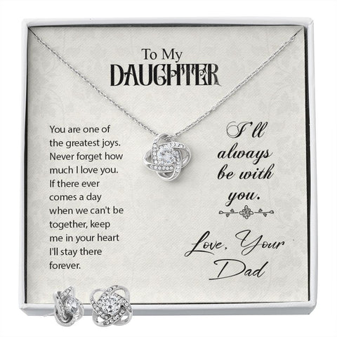 Daughter Love Knot Necklace and Earring Set | Custom Heart Design