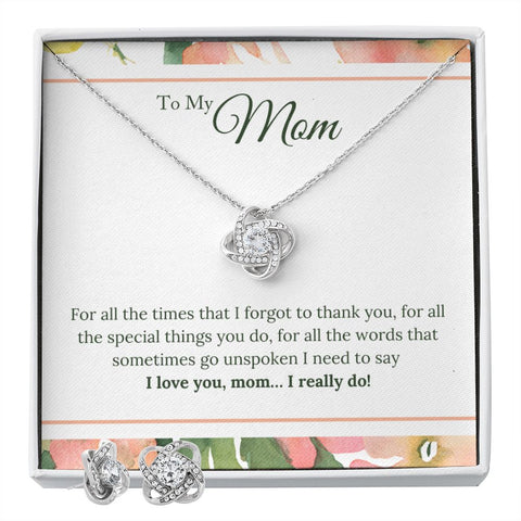 Mom Love Knot Jewelry Set-Unspoken words | Custom Heart Design