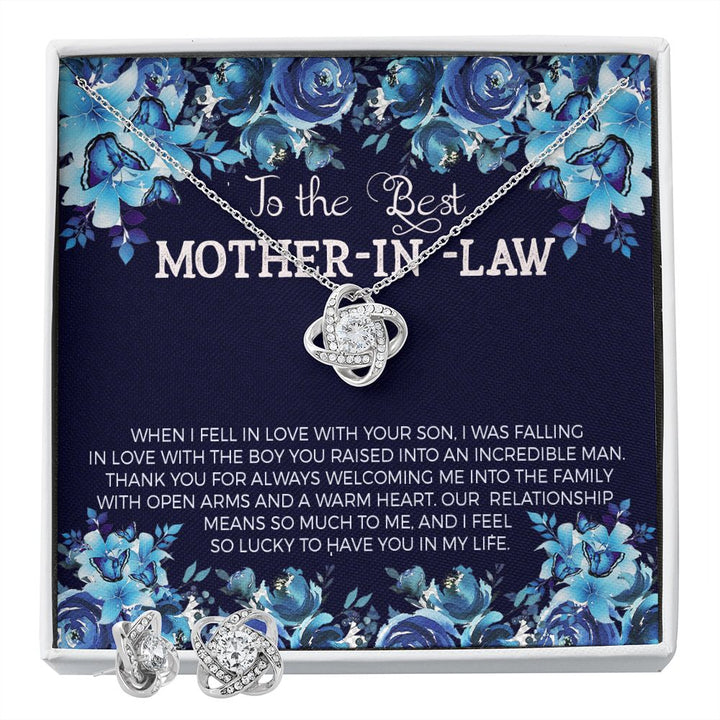 Mother in Law Love Knot Jewelry Set-Lucky to have you | Custom Heart Design