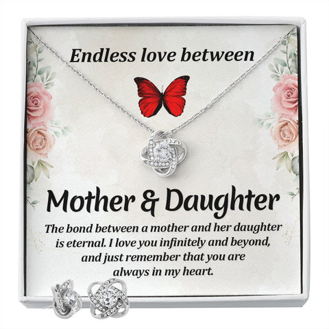 Mom Love Knot Jewelry Set-Endless Love | Custom Heart Design