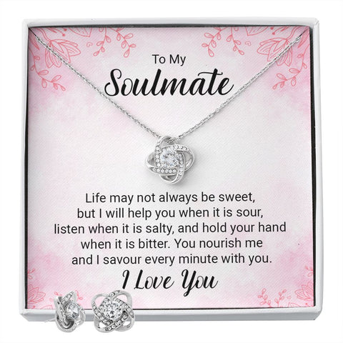 Soulmate Love Knot Jewelry Set-Life may not always be sweet - Custom Heart Design