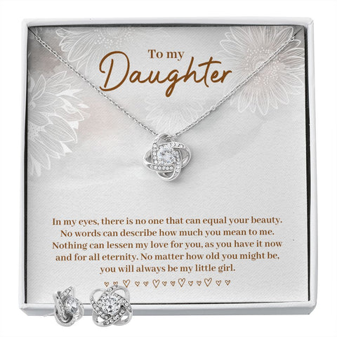Daughter Love Knot Necklace and Earring Set | Custom Heart Design
