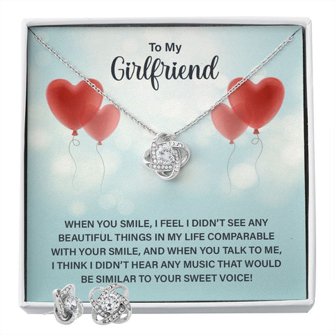 Girlfriend Jewelry Set, Love Knot Necklace Set | Custom Heart Design