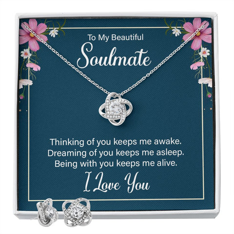 Soulmate Love Knot Jewelry Set-Thinking of you keeps me awake - Custom Heart Design