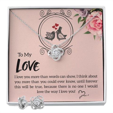 Soulmate Love Knot Jewelry Set-I love you more - Custom Heart Design