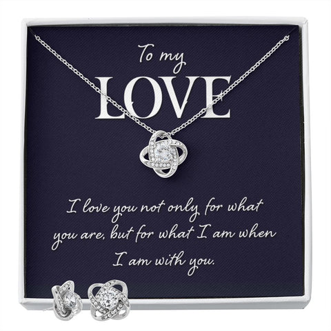 To My Love,  Love Knot Jewelry Set-For what you are - Custom Heart Design