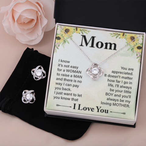 Love Knot Jewelry Set for Mom, from Son | Custom Heart Design