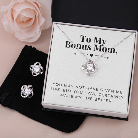 Love Knot Jewelry Set for Bonus Mom | Custom Heart Design