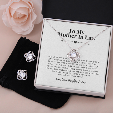 Love Knot Jewelry Set for Mother In Law | Custom Heart Design