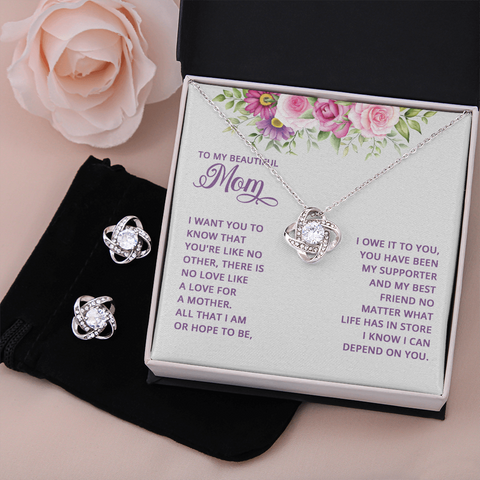 Sentimental Love Knot Jewelry Set for Mom | Custom Heart Design