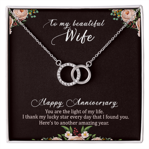 To My Beautiful Wife, Happy Anniversary-Perfect Pair Necklace - Custom Heart Design