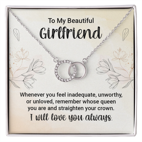 Girlfriend Silver Necklace, Modern Jewelry, Circle Necklace - My Queen | Custom Heart Design