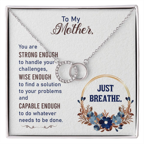 Mom Circle Necklace-Just breathe | Custom Heart Design