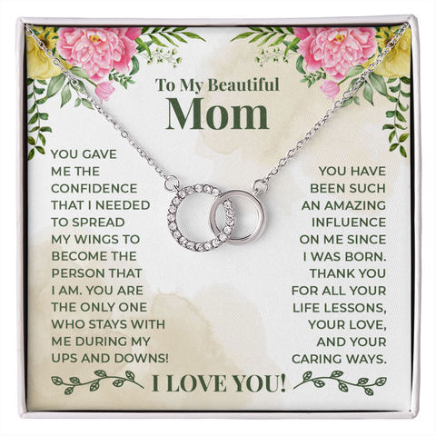 Sentimental Silver Circle Perfect Pair Necklace for Mom