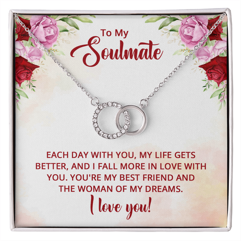Sentimental Silver Circle Perfect Pair Necklace for Wife, Soulmate, Girlfriend