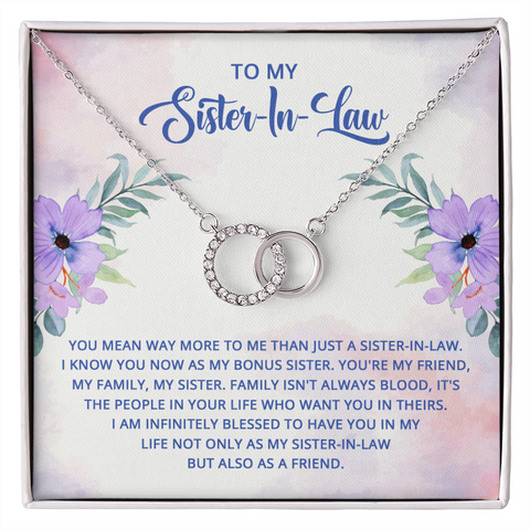 Sentimental Silver Circle Perfect Pair Necklace for Sister in Law, Bonus Sister, Sister