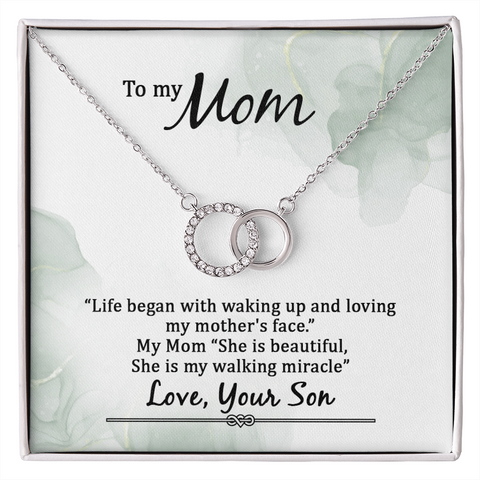Sentimental Silver Circle Perfect Pair Necklace for Mom, From Son